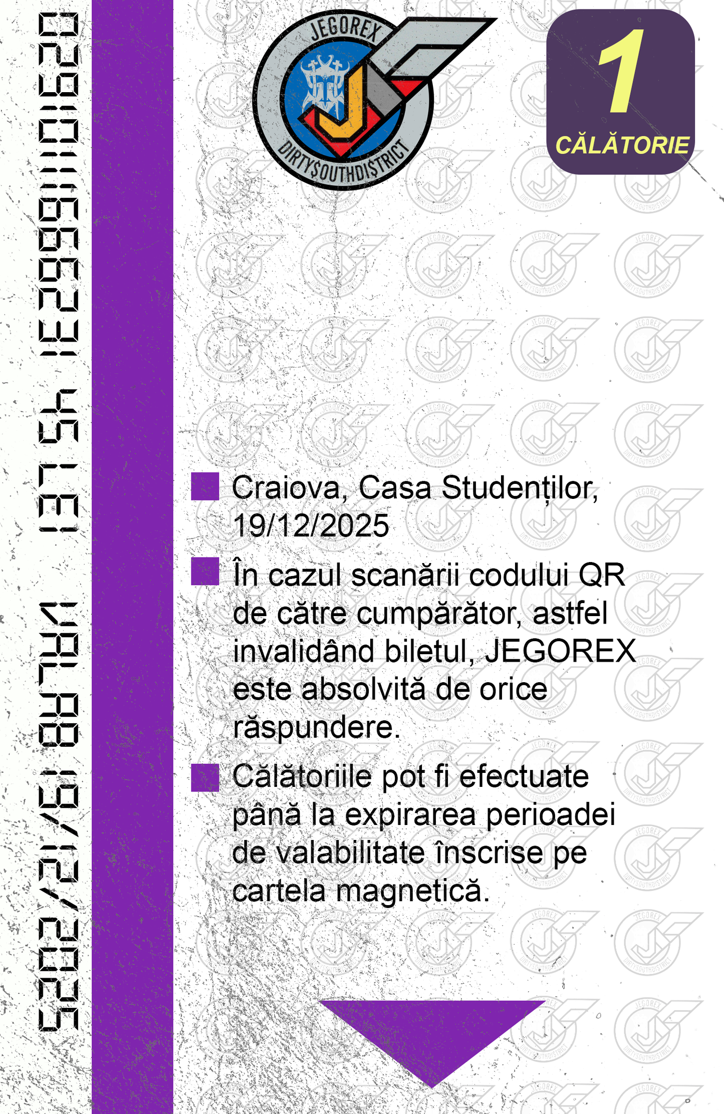 BILET 1 CALATORIE CRAIOVA